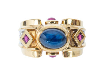 Anillos Anillo oro, rubí, zafiro y diamantes