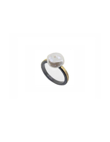 M.S. & Baró Anillo plata oro y perla cultivada