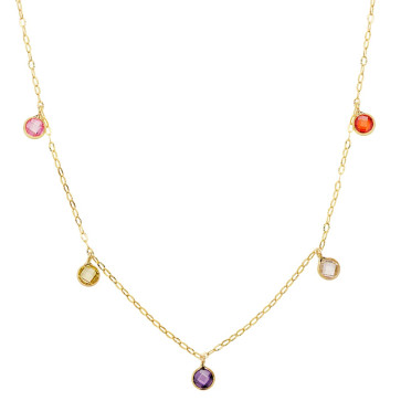 Colgantes y Collares Gargantilla Oro Amarillo Con Piedras 5 mm. Cadena Forzada 45 cm.