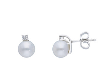 Pendientes Pendientes oro blanco,perla 7,5-8 mm y diamantes