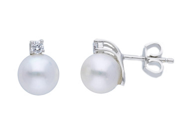 Pendientes Pendientes oro blanco,perla 8-8,5 mm y diamantes