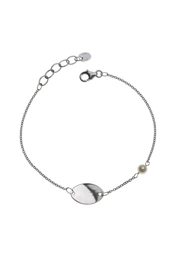 Pulseras Pulsera minimal oro 18 qtes placa y perla cultivada