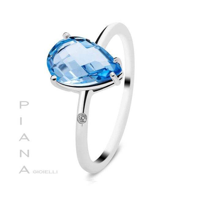 Anillo oro blanco y topacio azul outlet