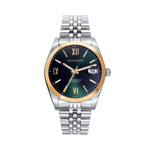 RELOJ DE HOMBRE CHIC DE ACERO CON ESFERA VERDE Y BISEL IP DORADO