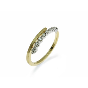 Anillo cruzado de oro amarillo y diamantes