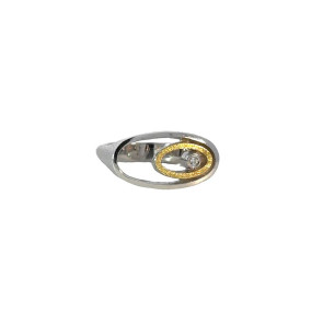 Anillo de plata, oro y brillante