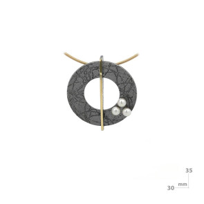 Colgante plata, oro y perlas