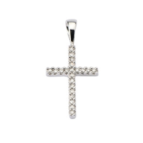 Cruz de oro blanco y diamantes