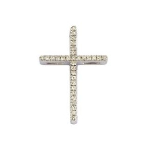 Cruz de oro blanco y diamantes