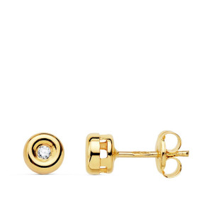 Pendientes Chaton Oro Amarillo Diamantes 0,03 Qtes G-VS2. 