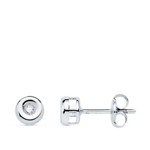 Pendientes Chaton Oro Blanco Diamantes 0,03 Qtes G-VS2. 