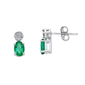 Pendientes Esmeraldas 0,80 Ctes y Diamantes