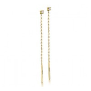 Pendientes Largos Cadena y Diamantes