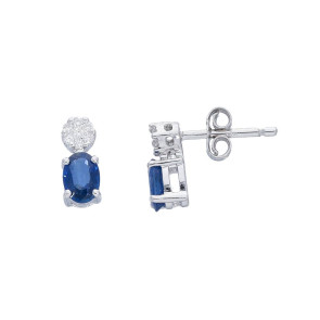 Pendientes Zafiros 0,50 Ctes y Diamantes