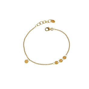 Pulsera minimal oro 18 qtes con 4 discos 