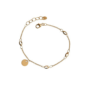 Pulsera minimal oro 18 qtes con placa para gravar