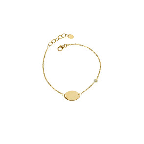 Pulsera minimal oro 18 qtes placa y perla cultivada