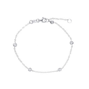 Pulsera Oro Blanco 5 diamantes