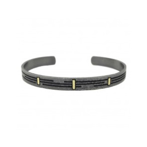 Pulsera Rígida Hombre Plata y Oro