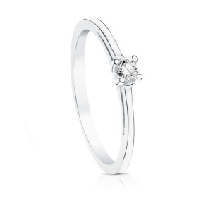 SOLITARIO DIAMANTE TALLA BRILLANTE ORO BLANCO 0.100 QTS. 